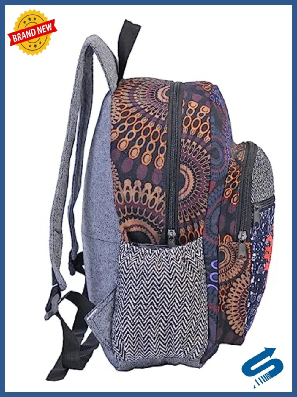 Handmade Boho Backpack for Women Cotton Laptop Bookbag Travel Daypack